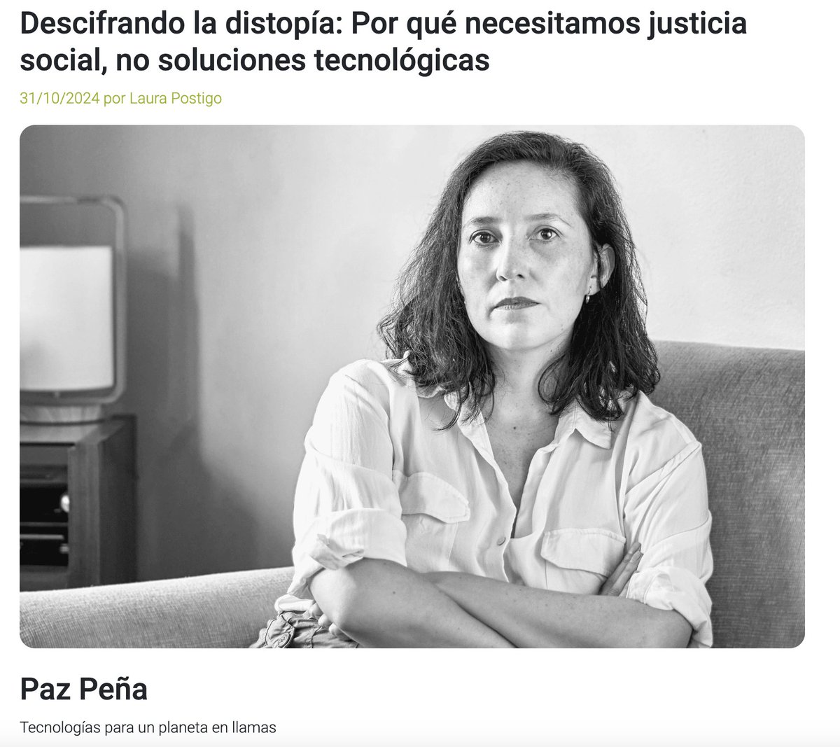 "Lo que hoy se necesita no es cualquier digitalización, sino una que ayude a terminar con el consumismo y su ideología de supremacía del individuo humano q es, sin ningún lugar a dudas, el gran causante de estar al borde del abismo ambiental" 

Paz Peña👇

empodera.org/impact/es/expe…