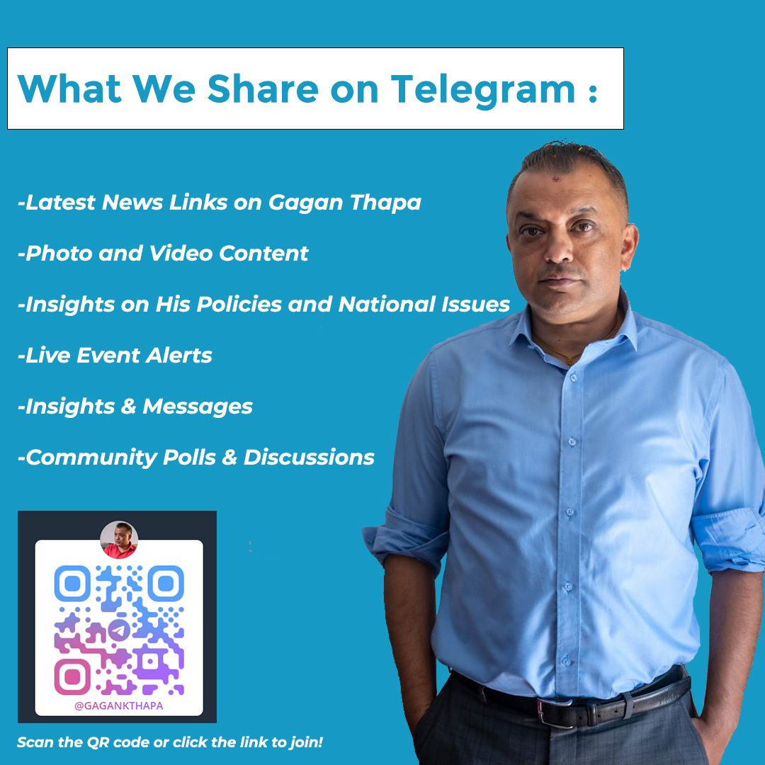 Mission__PM's tweet image. 🚨 We’re on Telegram! 🚨
Follow our new "Gagan Thapa Updates" Telegram channel for daily news and exclusive updates on Gagan Thapa's work, policies, and initiatives.
It’s easy to download and save all content directly from Telegram.
📲 Join us now: t.me/GagankThapa