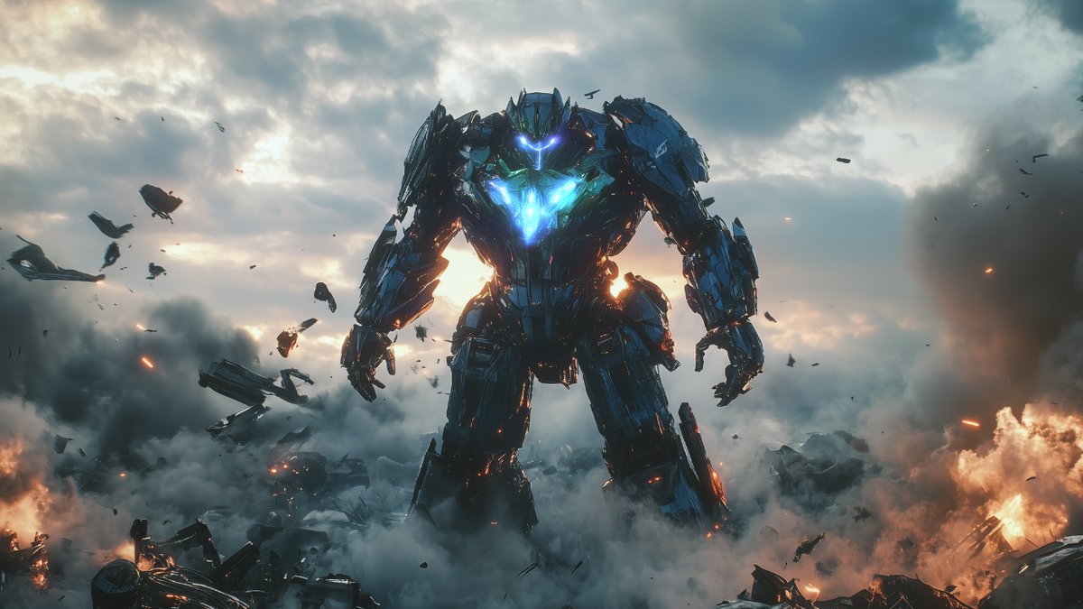 polyjimbo's tweet photo. Experimenting with lighting and atmosphere for a scene with the massive Transformer with bright neon lighting on its chest, making it stand out among the dark metallic details.

#cinematography #epic #grow #concept #art #artist #3D #polyjimbo #robot #Transformers https://t.co/U7Z6W5Z8sX