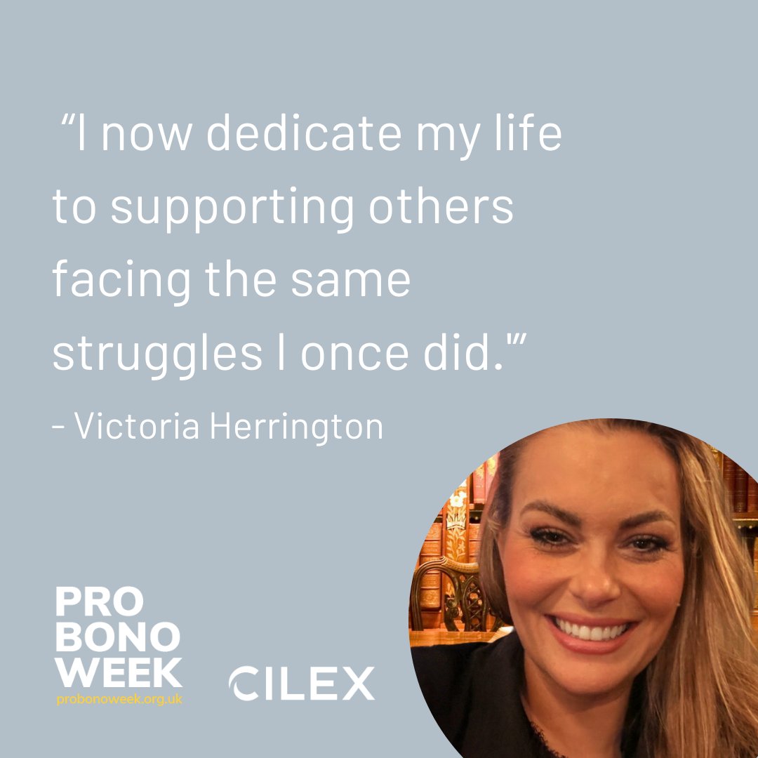 It’s #ProBonoWeek! We're sharing stories from CILEX Professional Panellists like Victoria Herrington, who, as a McKenzie Friend in family law, helps domestic abuse victims navigate the court system. 'I dedicate my life to supporting others facing the same struggles I once did.'