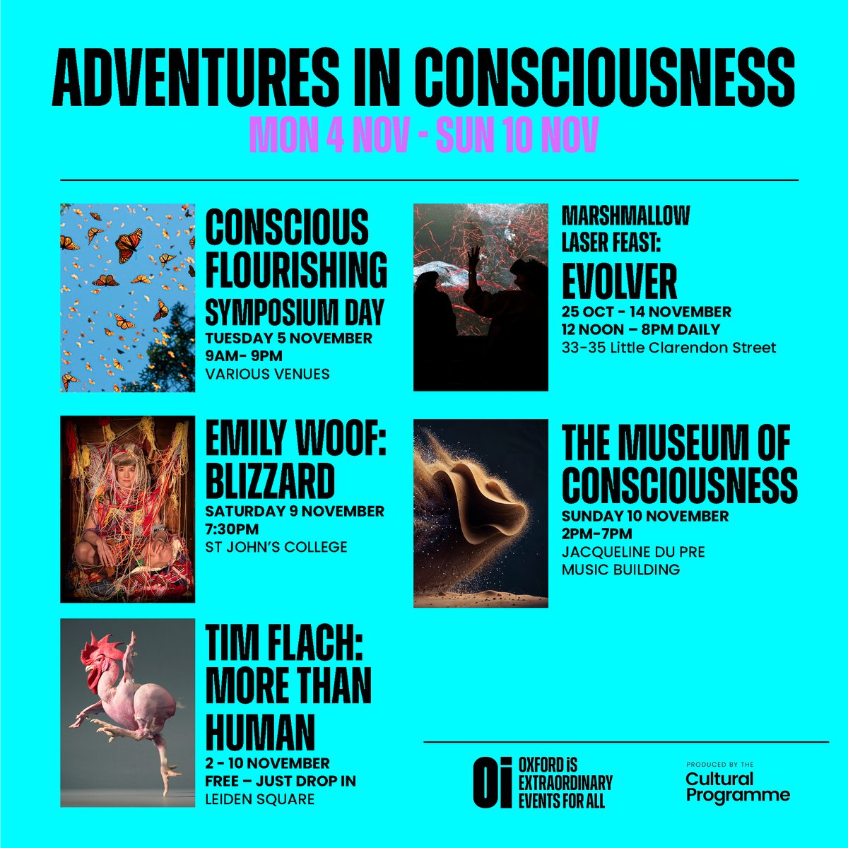 The Cultural Programme (@oxfculturalprog) on Twitter photo Our Adventures in Consciousness Season continues into November, with many exciting events taking place across Oxford this week.
Take a look at what's going on this week. Don't have tickets yet? Book your places now: oxfordculturalprogramme.org.uk/whats-on/?type…
<a href="/UniofOxford/">University of Oxford</a> #consciousness #oxford Our Adventures in Consciousness Season continues into November, with many exciting events taking place across Oxford this week.
Take a look at what's going on this week. Don't have tickets yet? Book your places now: oxfordculturalprogramme.org.uk/whats-on/?type…
<a href="/UniofOxford/">University of Oxford</a> #consciousness #oxford