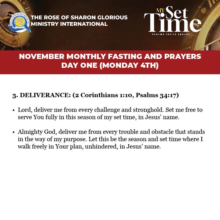 ROSGMI's tweet image. 3 -Day Fasting and Prayer. Prayer guide for Day 1 – Monday, 4th November 2024.
 
Swipe left ➡

#MySetTime

#PrayerGuide #PrayerMeeting #ROSGMI
 #FastingAndPrayer #November2024