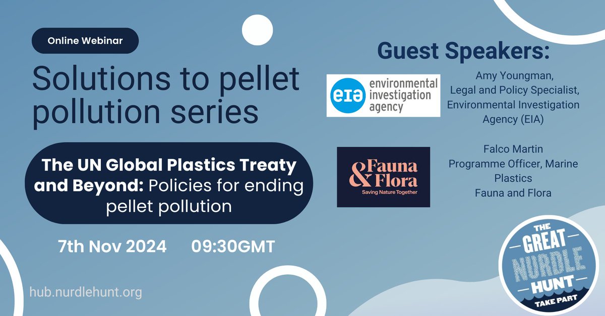 Join us for the next webinar where we'll be discussing pellets at upcoming UN Global Plastics Treaty INC-5 negotiations, what to look out for and much more!

📅7th November
🕤 09:30 GMT

Register here👉us02web.zoom.us/meeting/regist…

#plasticstreaty #nurdles #plastic #plasticpollution