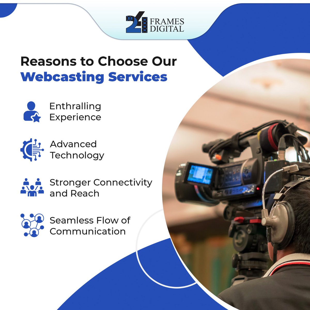 24FramesDigital's tweet image. Our reliable, high-quality webcasting with advanced technology ensures seamless communication and keeps your audience hooked from start to finish. Connect with us today for an enthralling webcast experience!
#24FramesDigital #Webcasting #DigitalBroadcast #CorporateEvents