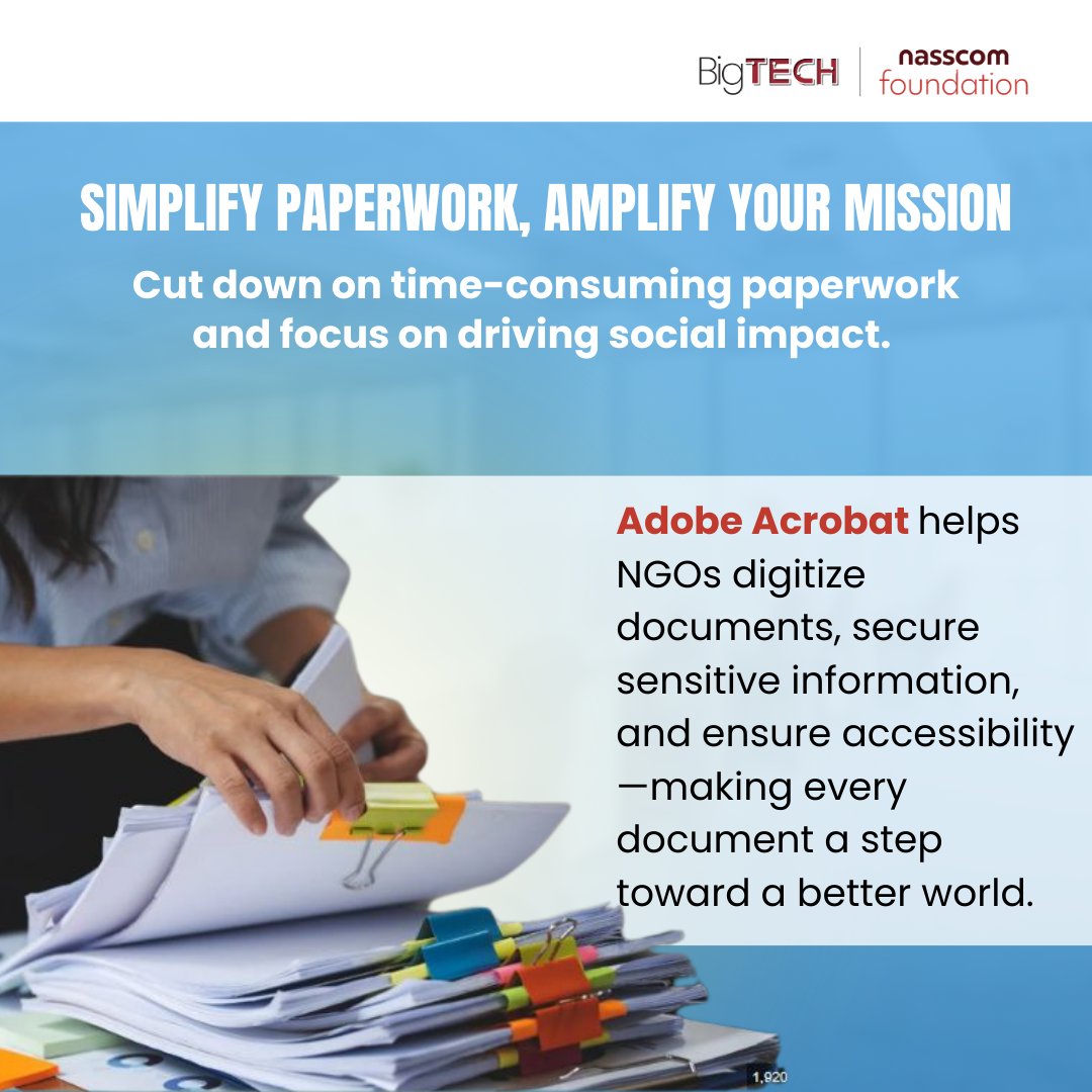 Maximize your NGO’s potential by eliminating tedious paperwork. With Adobe Acrobat, you can easily digitize documents, protect sensitive information, &amp; ensure accessibility for everyone involved.

Visit for more: lnkd.in/g6m_56dv