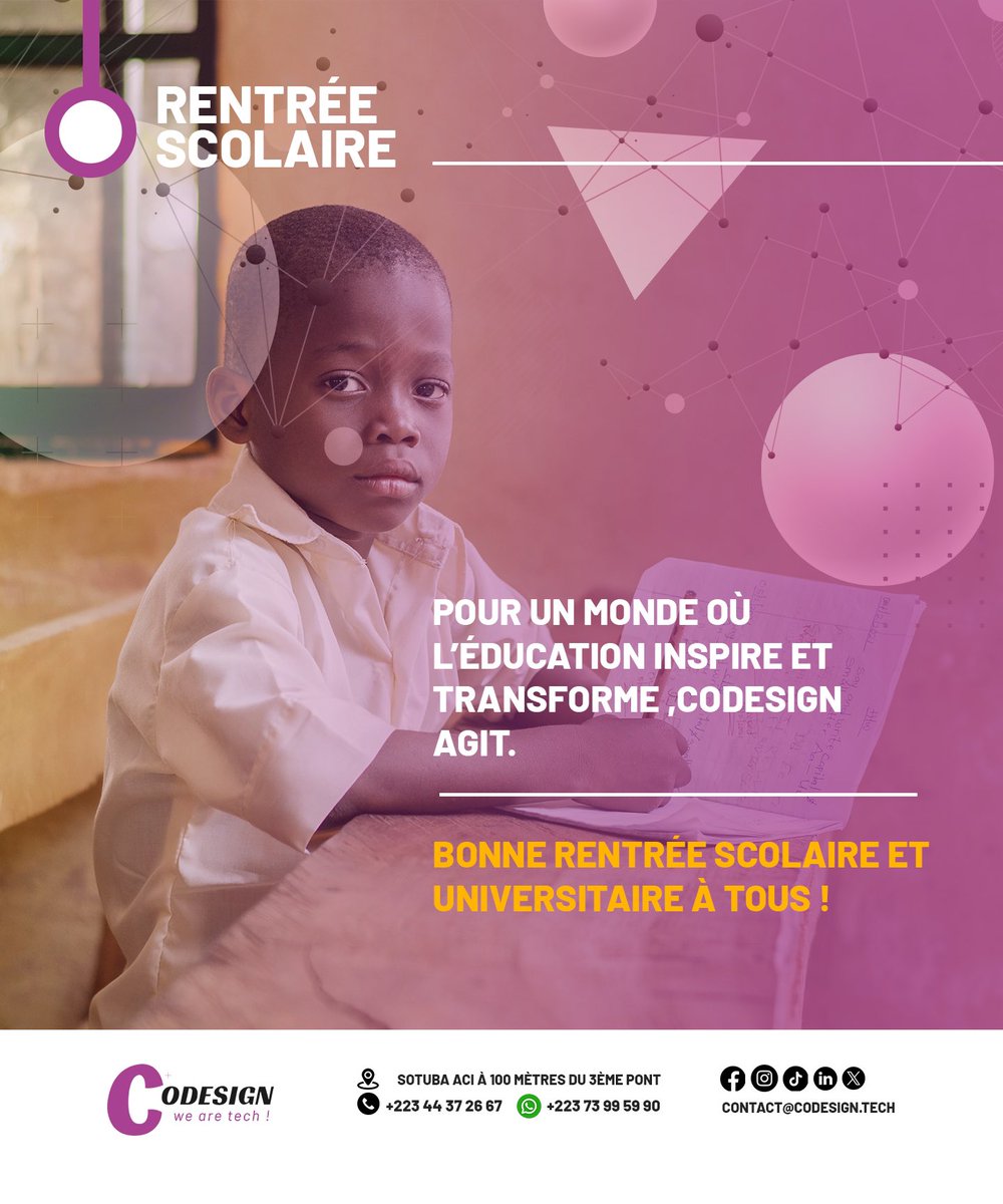 Codesign_tec's tweet photo. À l’occasion de l’ouverture des classes, nous souhaitons à tous une rentrée pleine d’inspiration et de découvertes .

Bonne rentrée à tous, avec Codesign, construisons un avenir brillant !!🤩 

#OuverturedesClasses
#Codesign , votre allié sûr pour réussir votre #Digitalisation ! https://t.co/IRcSP2mxdV