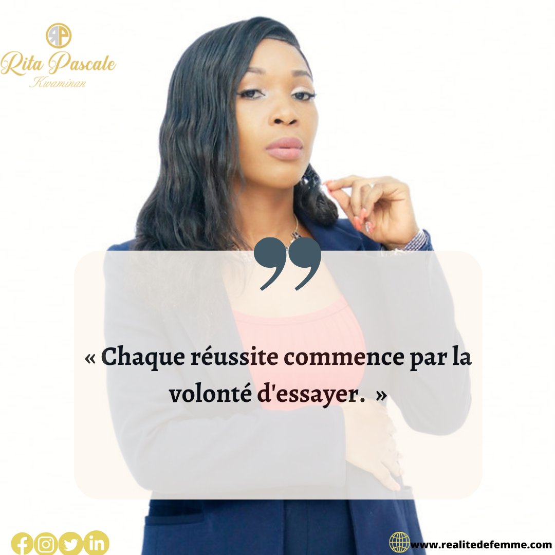 #Motivation
" Chaque réussite commence par la volonté d'essayer."

Nouvelle semaine, nouveaux challenges ! 
Je vous souhaite une excellente semaine.
Que la réussite, le bonheur et le  succès soient votre partage tout au long de cette nouvelle semaine.
#leadershipfeminin