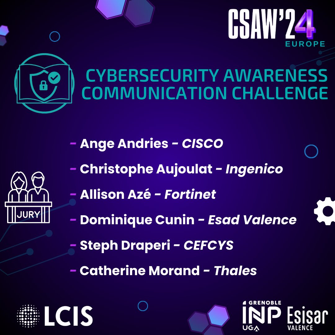 📢 It's time to reveal the names of the judges for this 2024 edition! 💡
We're honored to welcome an exceptional panel of judges from leading companies and institutions to evaluate the CSAW Europe finalists! 
Thank you and see you on Friday at @Esisar for the finals!
#CSAW_Europe