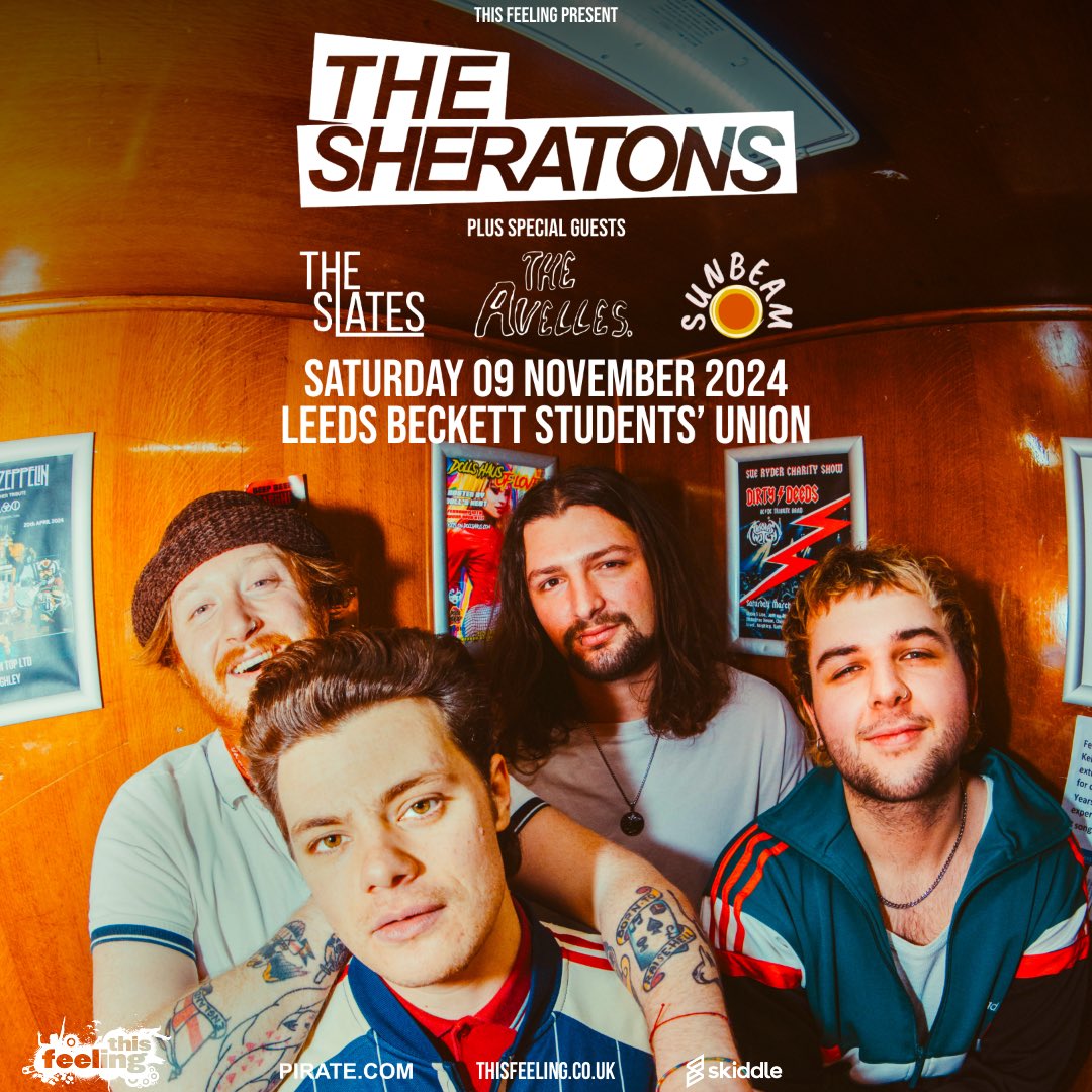 This Feeling (@this_feeling) on Twitter photo Coming up this week : Saturday 🎸 <a href="/TheSheratonsUK/">The Sheratons</a> Leeds <a href="/LeedsBeckettSU/">Leeds Beckett Students' Union</a> + special guests <a href="/_TheSlates/">The Slates</a> <a href="/theavelles/">theavelles</a> & <a href="/Sunbeam_Band/">SUNBEAM</a>
🎟️ thisfeeling.co.uk/sheratons
🎶 open.spotify.com/playlist/4ZNgT… Coming up this week : Saturday 🎸 <a href="/TheSheratonsUK/">The Sheratons</a> Leeds <a href="/LeedsBeckettSU/">Leeds Beckett Students' Union</a> + special guests <a href="/_TheSlates/">The Slates</a> <a href="/theavelles/">theavelles</a> & <a href="/Sunbeam_Band/">SUNBEAM</a>
🎟️ thisfeeling.co.uk/sheratons
🎶 open.spotify.com/playlist/4ZNgT…