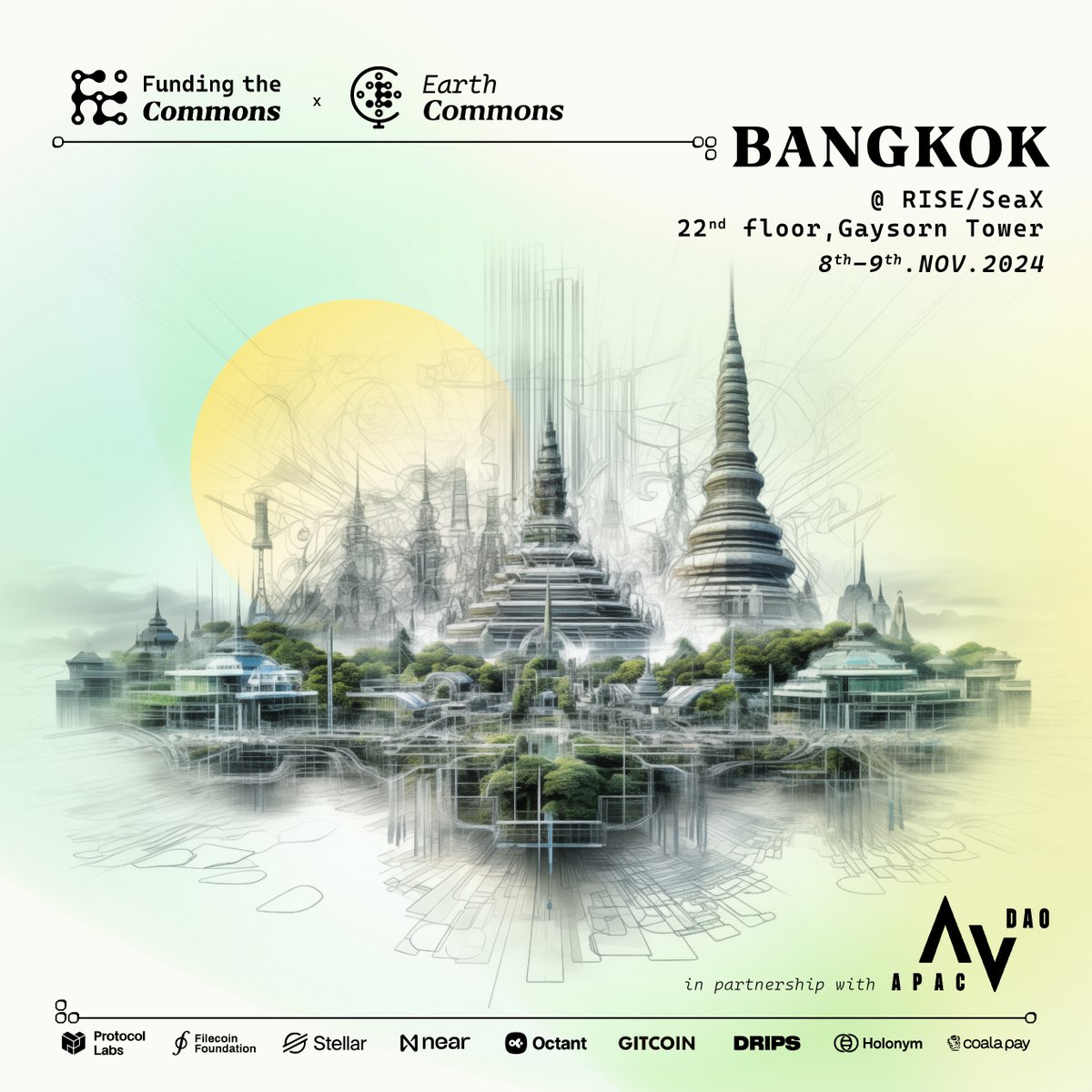 We are now just days away from #FtCBangkok! 🙌🌱

Be part of a movement that brings public goods, digital innovation, governance, and environmental stewardship to the forefront. 

📅 Nov 8-9 | RISE/SeaX Ventures, Bangkok (floor 22)
lu.ma/ftc-bangkok-20…