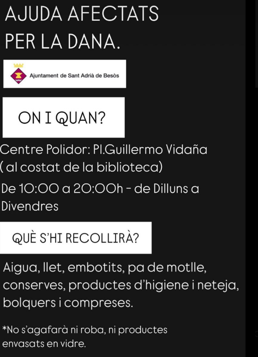 Sant Adrià se solidariza con los afectados por la DANA en Valencia
areabesos.com/diario/sant-ad…