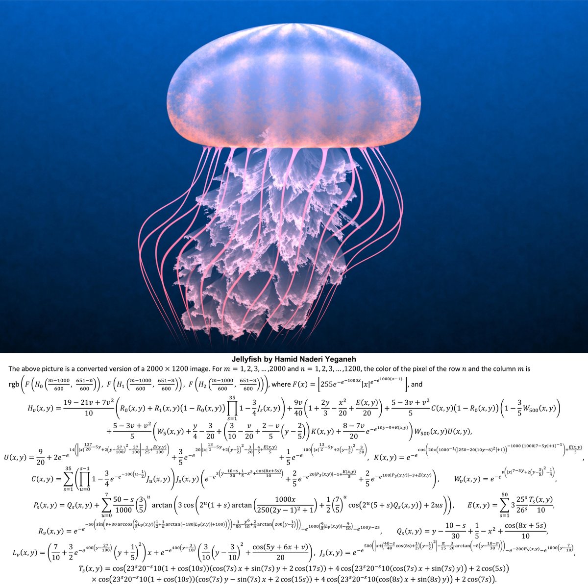I drew this jellyfish with mathematical equations.