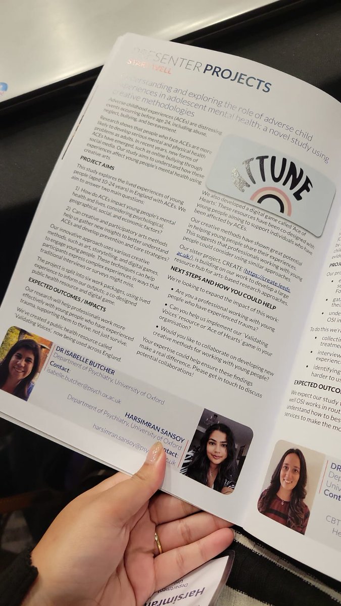 AttuneProject's tweet image. 🚀 Excited to share that the #AttuneProject team is presenting today at the NIHR Showcase 2024! Project Manager Simran Sansoy and Postdoc Researcher Dr. Isabelle Butcher are showcasing our work on #AdverseChildhoodExperiences and #ArtsBasedInterventions. Stay tuned for updates!