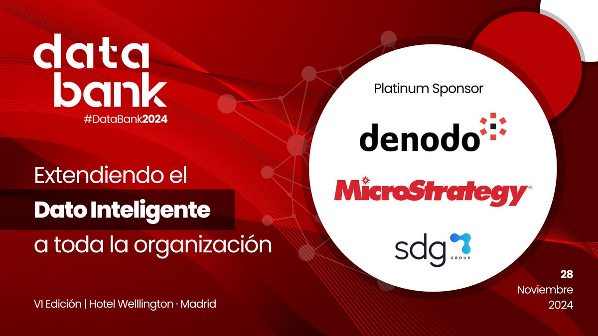 🌟 ¡Conoce a nuestros sponsors platinum en #DataBank2024! 🌟

Gracias a líderes como <a href="/denodo/">Denodo</a> , <a href="/MicroStrategy/">Strategy</a>  y <a href="/sdggroupspain/">SDG Group España</a>,exploraremos el futuro de los datos en banca🚀

Inscíbete➡️ revolutionbanking.es/inscripcion-da…