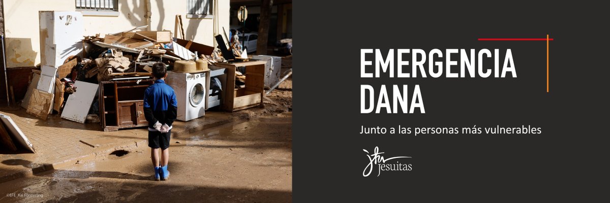 FundacEllacuria's tweet photo. Tras la tragedia de la devastadora #DANA, desde @JesuitasESP y sus obras en #Valencia estamos acompañando a las personas y comunidades más vulnerables y las muchas necesidades que se presentan.

➡️Necesitamos tu ayuda. Si puedes, colabora.
https://t.co/zsaNmjSUCf https://t.co/BiR86RNhje