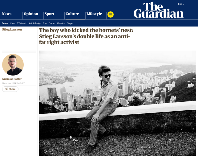 my latest piece for the <a href="/guardian/">The Guardian</a>: a look at swedish author stieg larsson's antifascist legacy 20 years on from his death
theguardian.com/books/2024/nov…