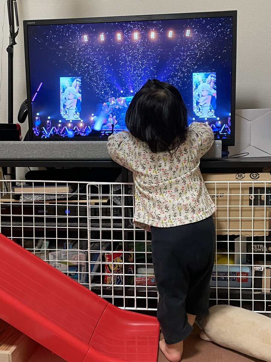 bearzou0's tweet photo. 娘ちゃんと「うさぎ The MEGAMI」を鑑賞🐰✨
最前列でしっかり楽しんでる姿が可愛い♡
いつか本物に会いに行けるといいねー

でも、画面近すぎる😅

 #野ウサギ同盟 https://t.co/lJQE4PYYUR