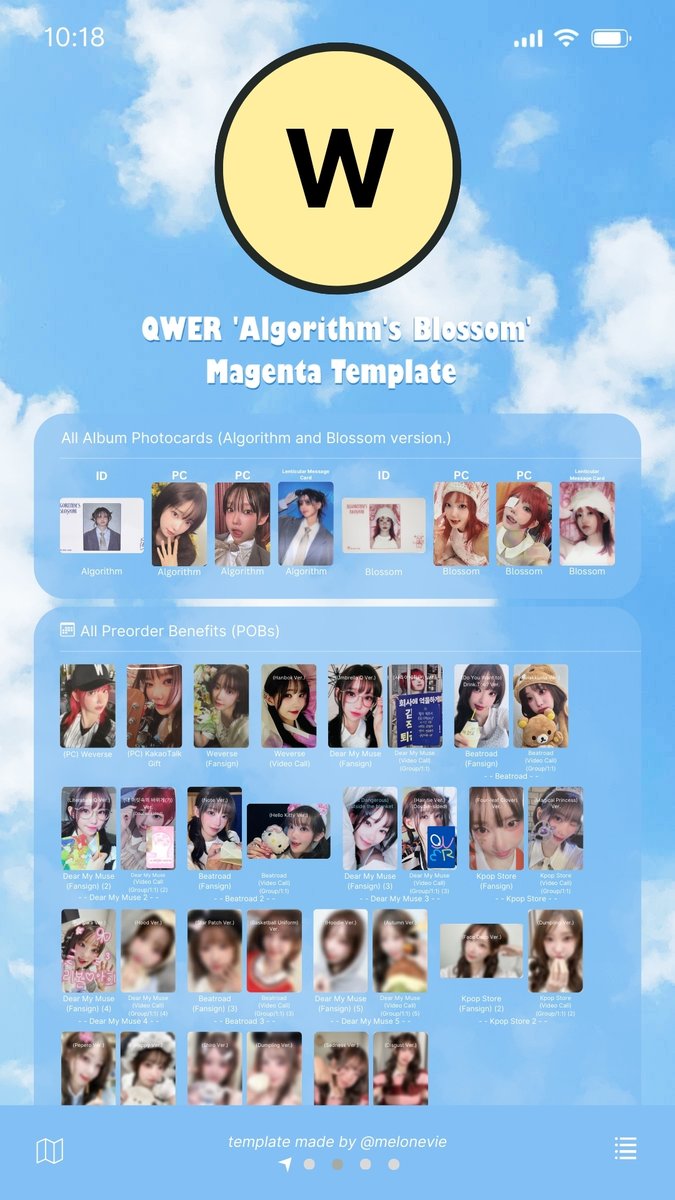QWER 'Algorithm's Blossom' Photocard Template Chodan and Magenta +