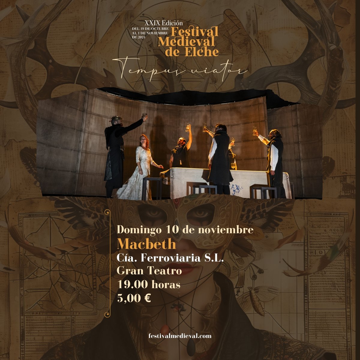 medievalelx's tweet photo. 🎭 Macbeth
Hoy domingo 10 de noviembre
En el @granteatre 
19.00 horas 
5,00 €

+Info 👉 https://t.co/iGIMXl1VaH

@ajuntamentelx @ElxCultura
#FestivalMedievalElche https://t.co/PKw9LExkOu