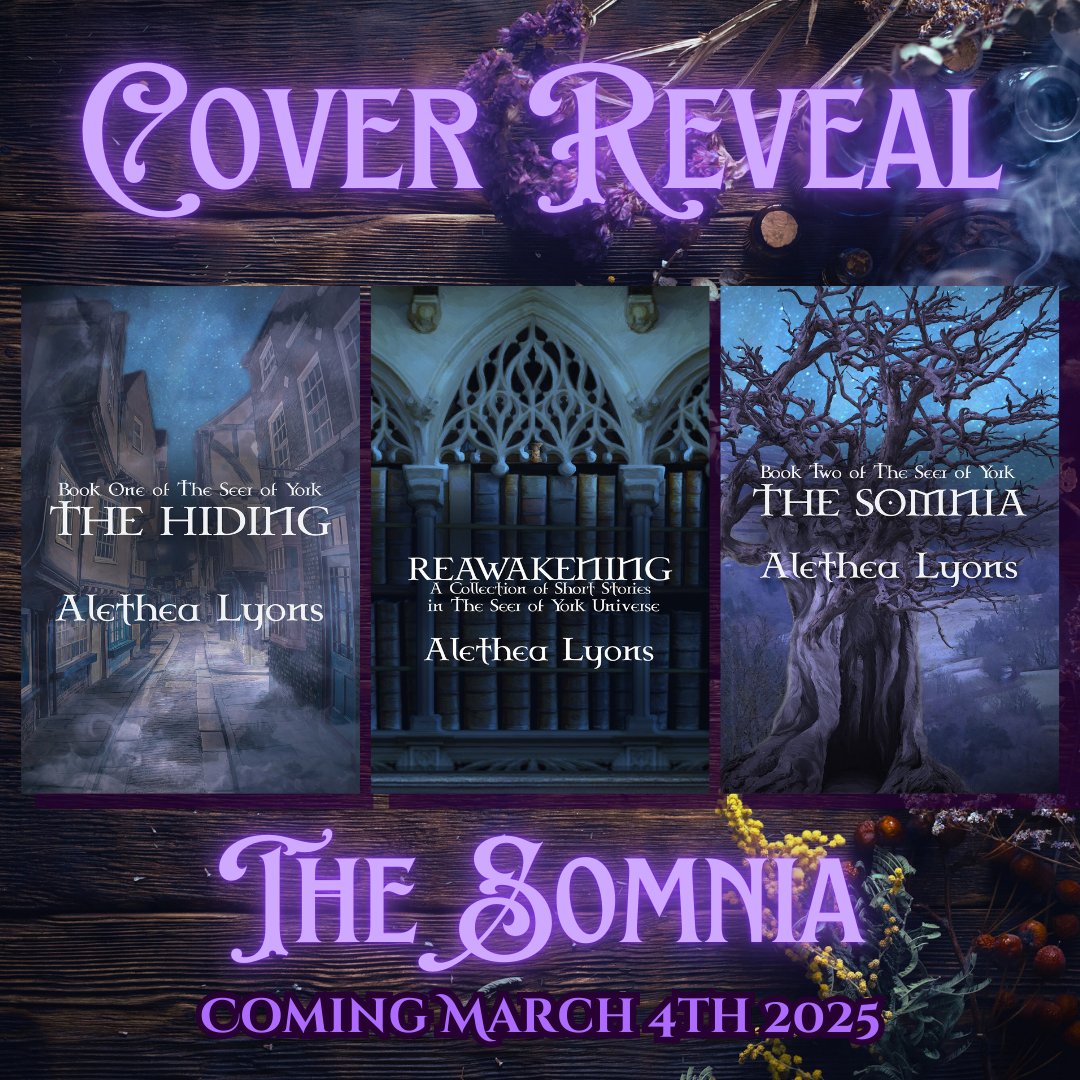 AletheaRLyons's tweet photo. Aren't all 3 pretty together? I'm looking forward to having them on my shelves! Hope you are, too.*
(*Can be ebook or physical shelves.)
#CoverReveal #Fantasy #SFF #DarkFantasy #TheSomnia #SeerOfYork #CoverArt
(All art by Elizabeth Leggett.) https://t.co/XCrXRTuYyM