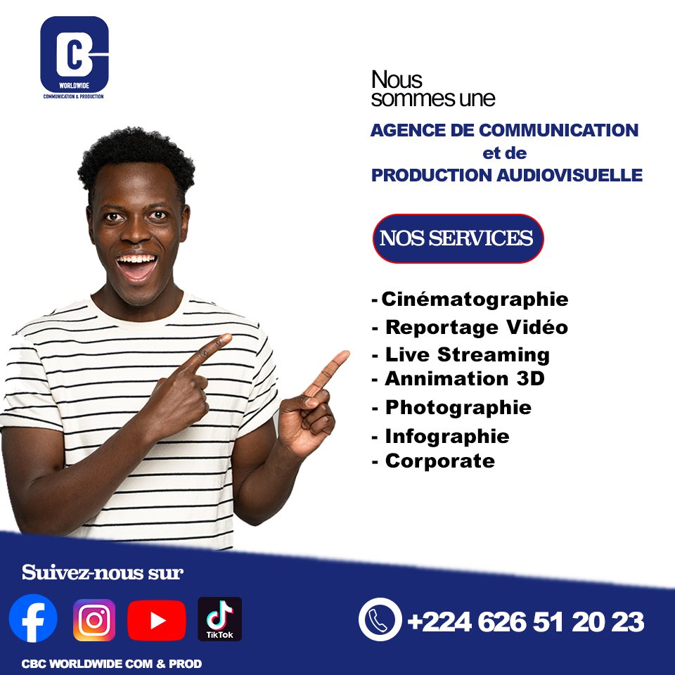✨ Nouveau lundi, nouvelles opportunités chez CBC ! ✨
Nous repoussons les limites de la créativité en communication et production audiovisuelle. Campagnes percutantes, contenus inspirants, partenariats fructueux... chaque projet est une réussite ! 💡🎥
#LundiMotivation #CBC