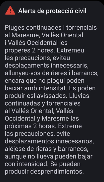 Ante la alerta roja por tiempo violento hemos avisado a la plantilla con centro de trabajo en Sant Cugat que no realicen desplazamientos.