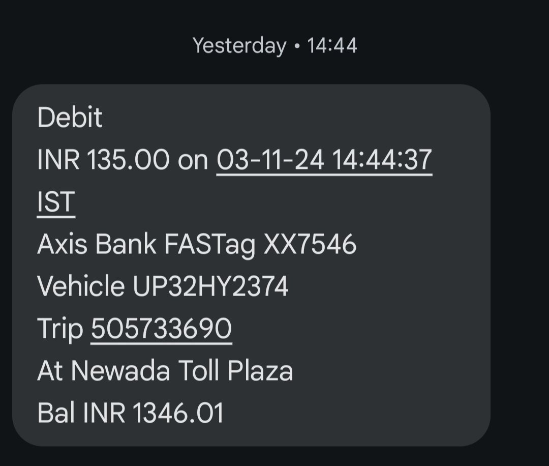 hnigam79's tweet photo. @nitin_gadkari sir... Amount deducted twice at the same toll plaza (Newada Toll Plaza in GT Road near Kanpur).Seems big fraud during festival season.Need your attention 🙏 https://t.co/T0myx2cYTP