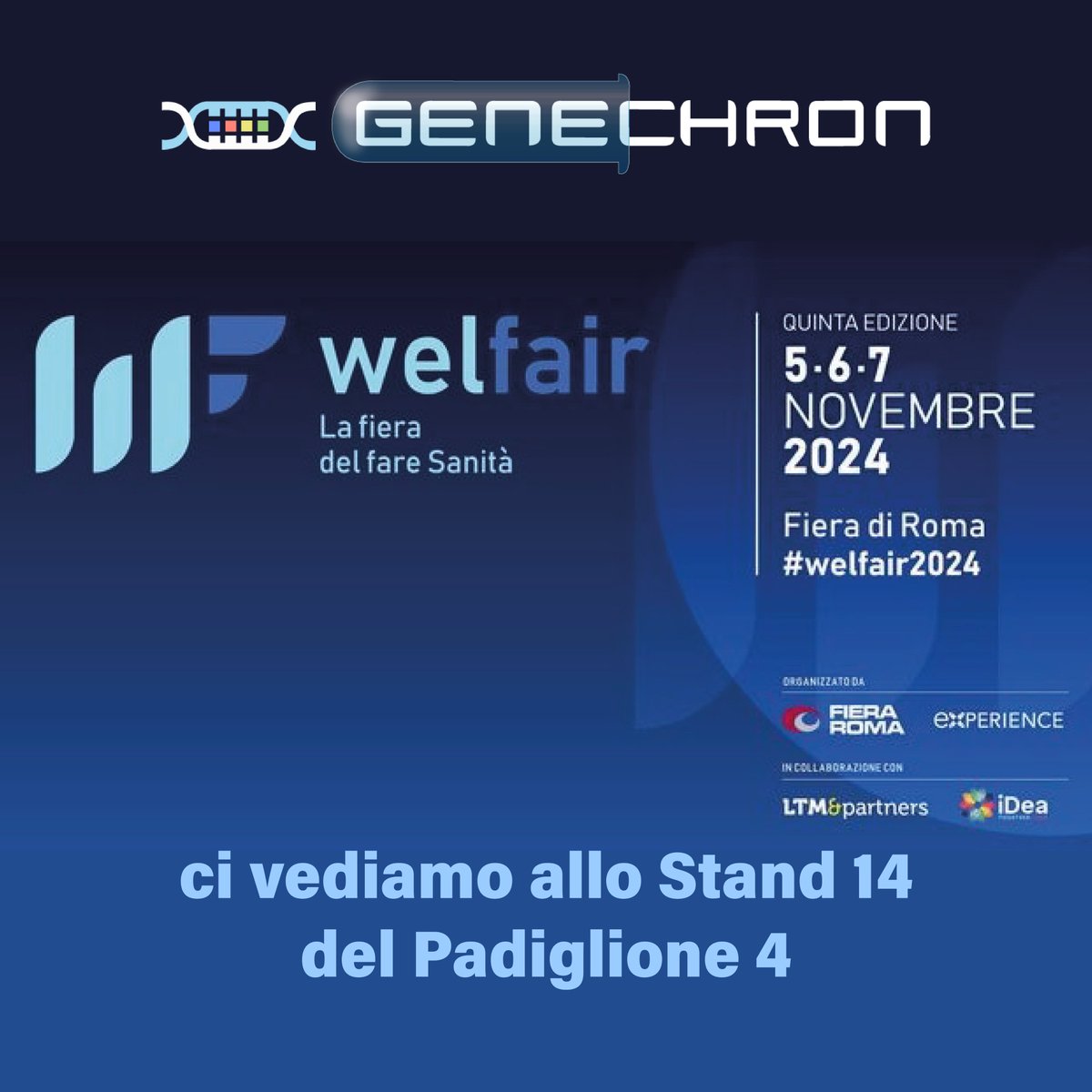 Genechron's tweet photo. Ci vediamo da domani alla #Welfair2024 presso la Fiera di Roma ▶️ https://t.co/okJs1C3dtF https://t.co/9FYiGud23V