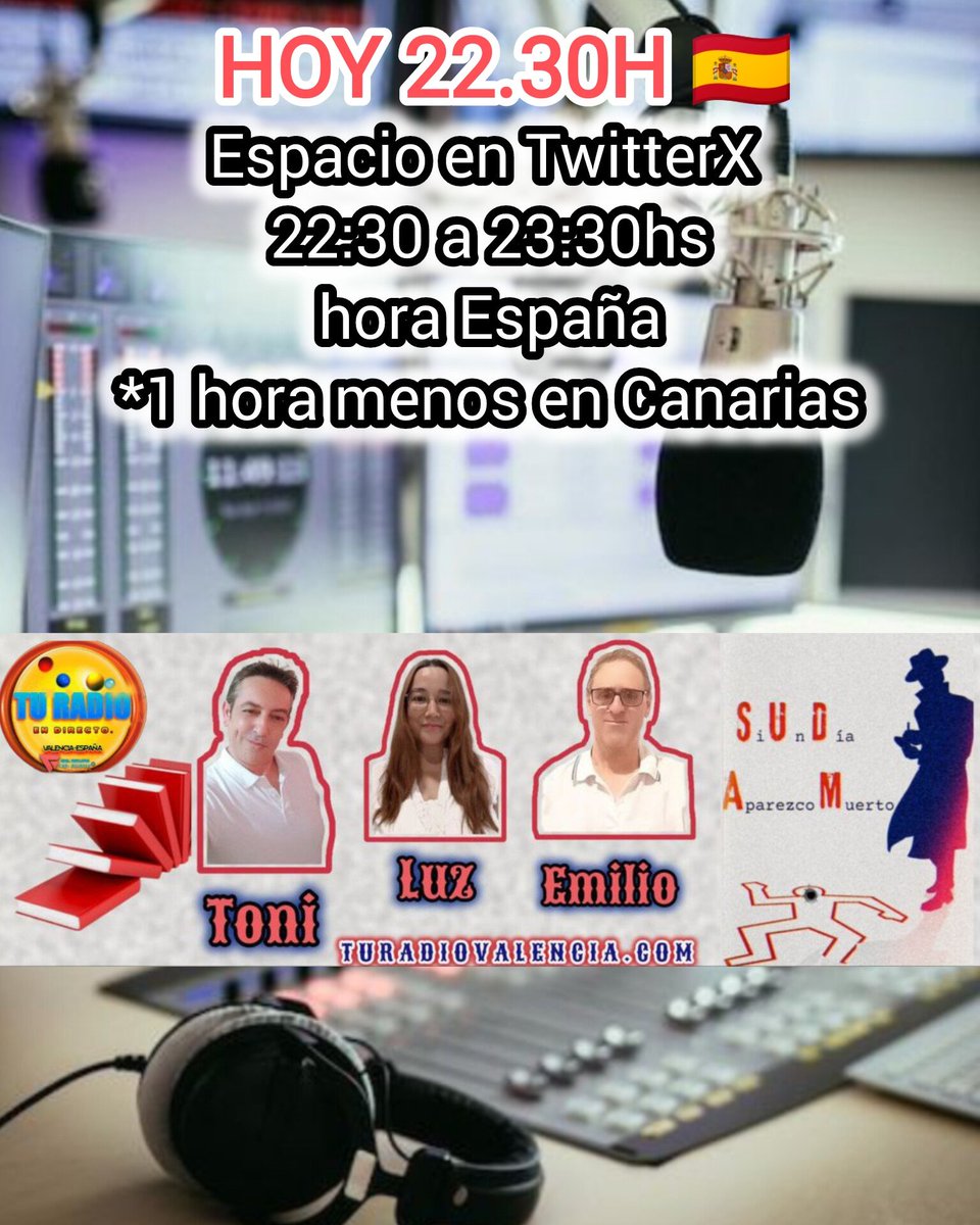 Luztintalavanda's tweet image. Hoy lunes 4 de NOV a las 22: 30h🇪🇦 *1 hora menos en Canarias
Haremos #Espacio , sobre actualidad y próximo: Si un día aparezco muerto
@siundia_SUDAM
Disponible 🎙️
#Spaceshost #SUDAM
@tonigar36610033
@emilio_bravo__
@Luztintalavanda
❤️🩹Te esperamos🖤🎗️🪻
#space #Valencia