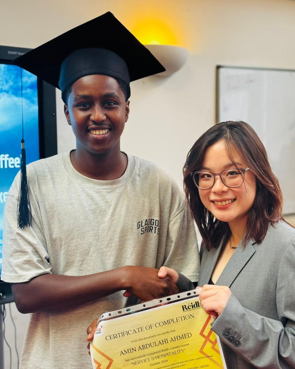 Congratulations to our Réidh Service &amp; Hospitality Cycle 5 Graduates! 🎓 Our latest participants have taken part in barista &amp; waiter training, improved their CVs &amp; interview skills, volunteered at a coffee morning the Community Hub, and made new friendships along the way! #Reidh