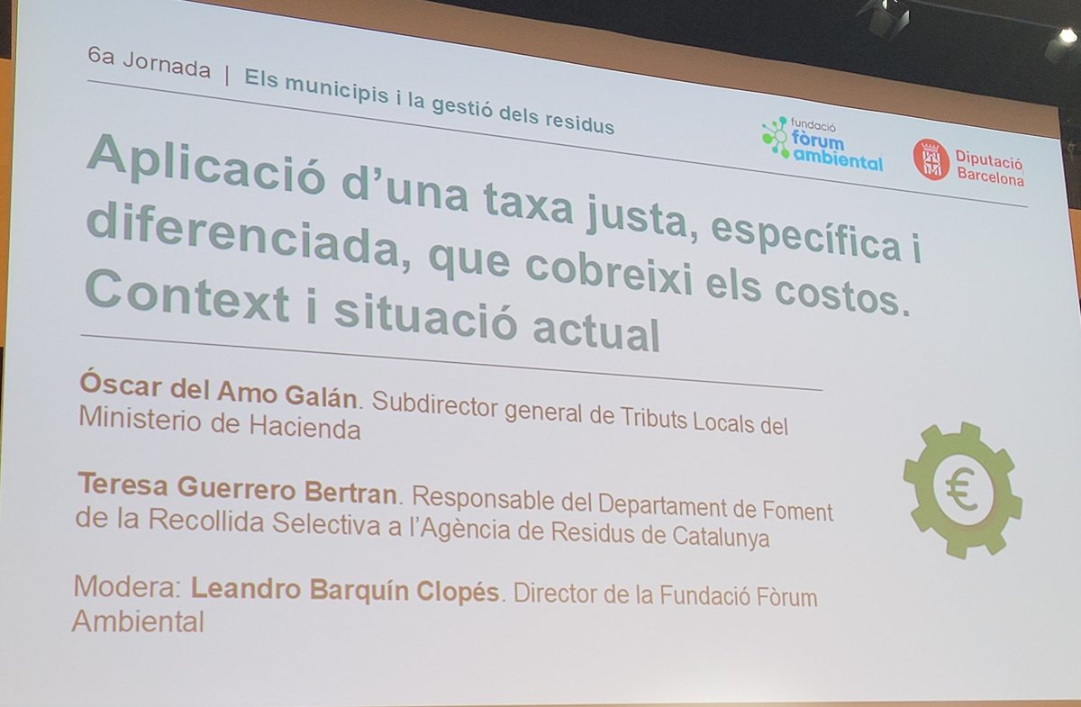 Assistint a la jornada de <a href="/diba/">Diputació de Barcelona</a> i fòrum ambiental sobre l'aplicació de la nova taxa de #residus que obliga la Llei 7/2022, amb ponents molt interessants per aclarir-nos a ajuntaments i consultores com <a href="/PWACS8/">PWACS (PW Advisory & Capital Services)</a> en l'elaboració de moltes ordenances fiscals i informes justificatius