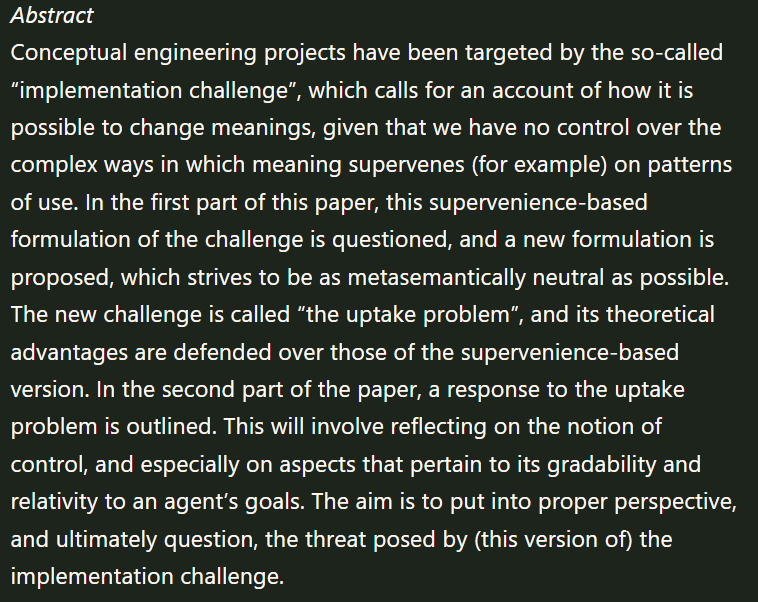 👋🏽 Next Tuesday, 12 November at 11:30 (CEST), join us for Delia Belleri’s (CSIC) talk on 'Conceptual Engineering, Language Use, and the Neutral Implementation Challenge' in our METIS seminar. More info at the following link ➡️blogs.uned.es/metis/seminar/…