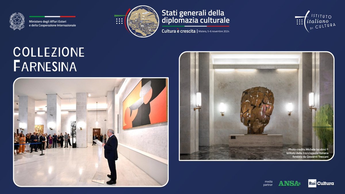 🎨La #CollezioneFarnesina è un vero e proprio Museo italiano dell’arte contemporanea. Nata nel 2000, è uno strumento prezioso di diplomazia culturale e promozione #SistemaPaese. Segui la diretta #StatiGeneraliDiplomaziaCulturale il 5 novembre sui nostri social #culturaècrescita