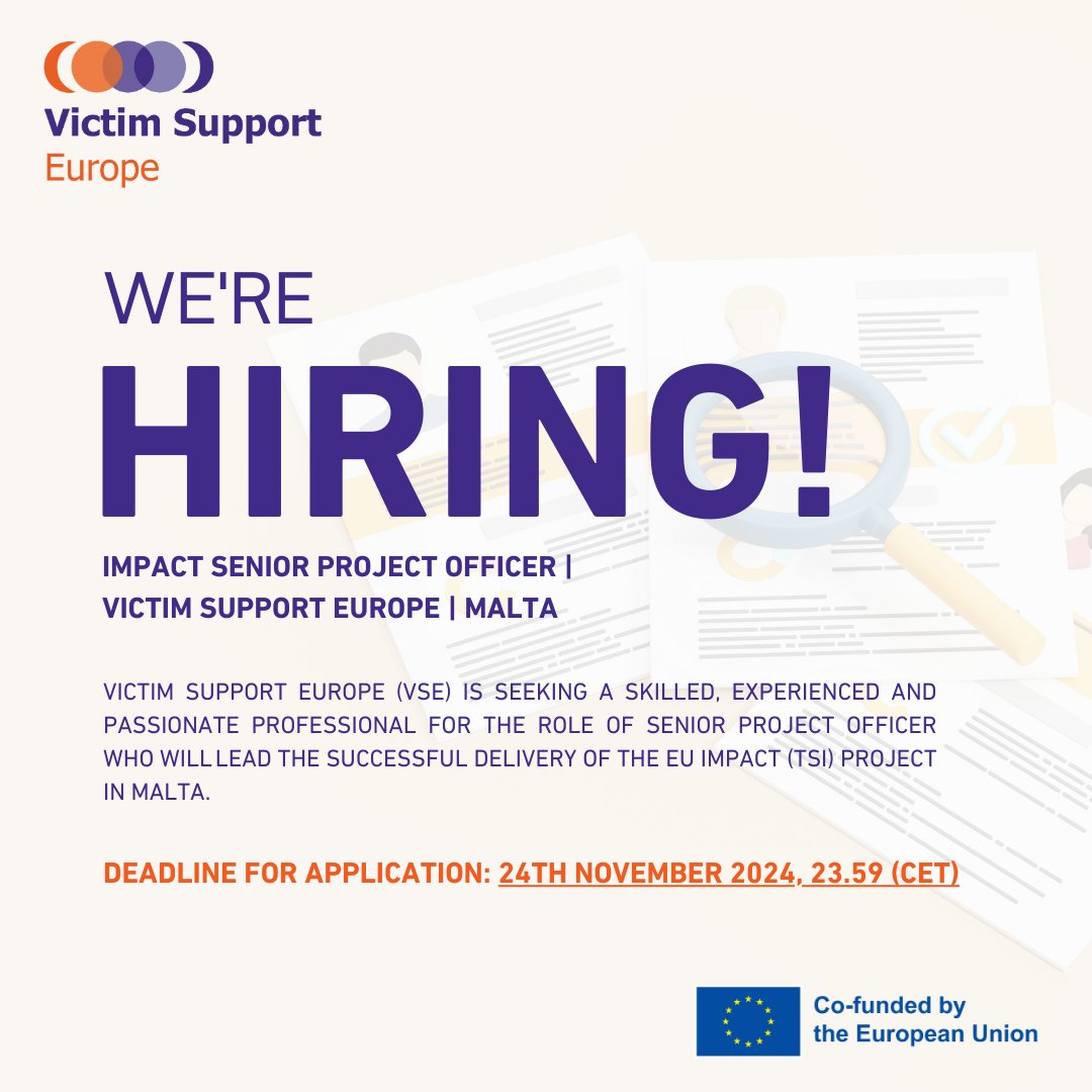 We're Hiring! VSE is seeking a skilled professional for the role of Senior Project Officer who will lead the successful delivery of the EU IMPACT (TSI) project in Malta.

Learn more and apply: tinyurl.com/47x6vc45

<a href="/EU_Commission/">European Commission</a> <a href="/Europarl_EN/">European Parliament</a> @HU24EU
