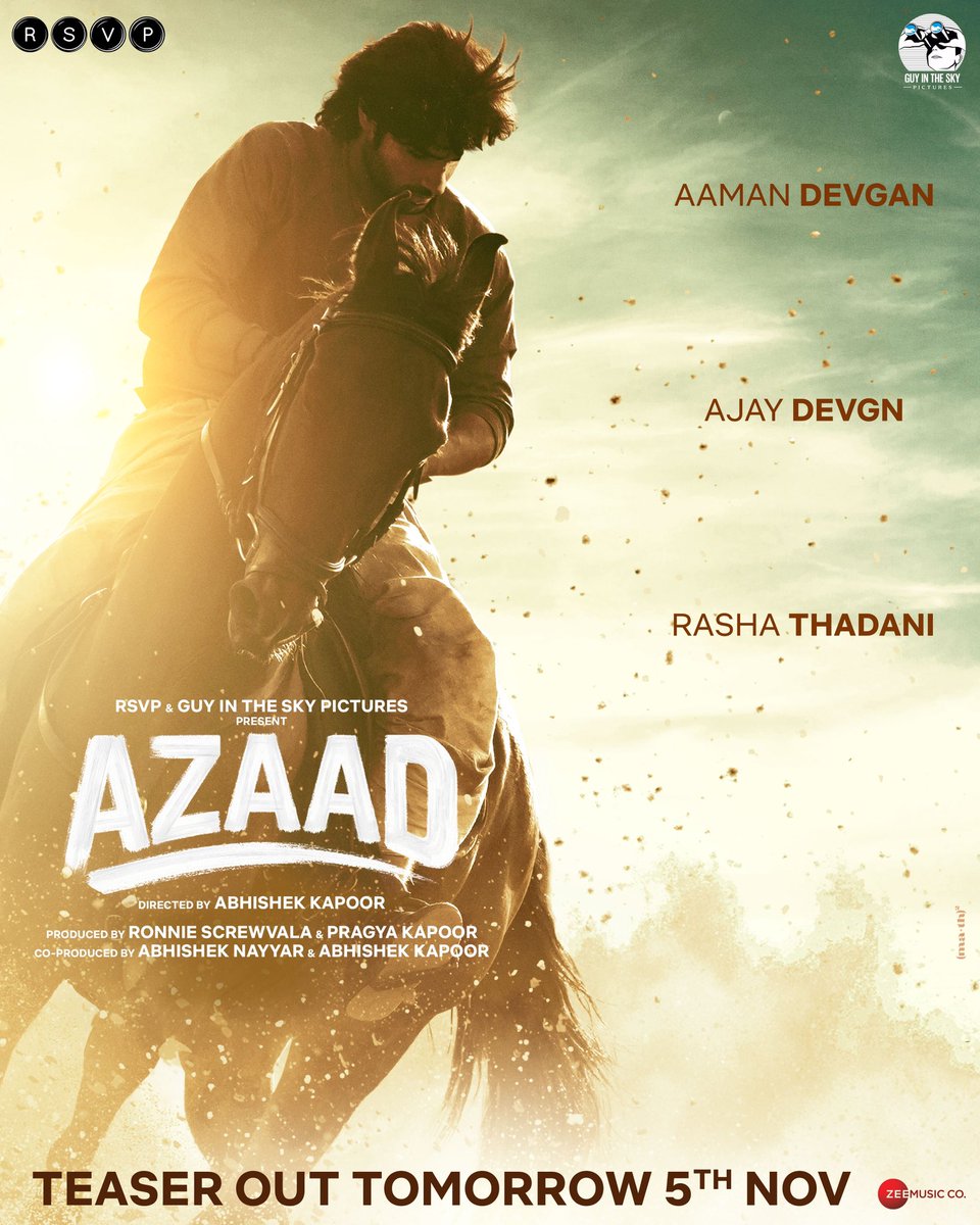 Diana Penty (@dianapenty) on Twitter photo #AzaadTeaser Out Tomorrow
Witness the adventure on big screens this January 2025.
<a href="/ajaydevgn/">Ajay Devgn</a> <a href="/Abhishekapoor/">Abhishek Kapoor</a> <a href="/RonnieScrewvala/">Ronnie Screwvala</a> <a href="/pragyakapoor_/">Pragya Kapoor 🌿</a> #AamanDevgn <a href="/RashaThadani/">RT</a> <a href="/RSVPMovies/">RSVP</a> <a href="/gitspictures/">GITS Pictures</a> <a href="/itspiyushmishra/">Piyush Mishra</a> <a href="/ItsMohitMalik/">Mohit Malik</a> <a href="/Abhishek7Nayyar/">Abhishek Nayar</a> <a href="/pashanjal/">Pashan Jal</a> <a href="/ZeeMusicCompany/">Zee Music Company</a> #AzaadTeaser Out Tomorrow
Witness the adventure on big screens this January 2025.
<a href="/ajaydevgn/">Ajay Devgn</a> <a href="/Abhishekapoor/">Abhishek Kapoor</a> <a href="/RonnieScrewvala/">Ronnie Screwvala</a> <a href="/pragyakapoor_/">Pragya Kapoor 🌿</a> #AamanDevgn <a href="/RashaThadani/">RT</a> <a href="/RSVPMovies/">RSVP</a> <a href="/gitspictures/">GITS Pictures</a> <a href="/itspiyushmishra/">Piyush Mishra</a> <a href="/ItsMohitMalik/">Mohit Malik</a> <a href="/Abhishek7Nayyar/">Abhishek Nayar</a> <a href="/pashanjal/">Pashan Jal</a> <a href="/ZeeMusicCompany/">Zee Music Company</a>