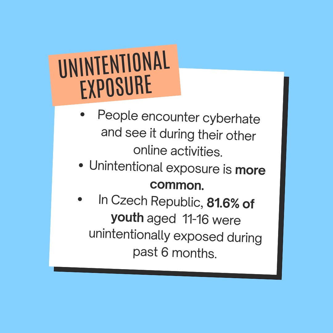 cyberplus2024's tweet photo. Exposure to #cyberhate happens in different ways: 🔍 while most come across it unintentionally, a concerning minority of youth actively seek out these harmful interactions. ⚠️ Awareness and guidance are key to fostering safer online experiences. 🌐 #YouthOnline #DigitalSafety https://t.co/YYS4wvIMEn