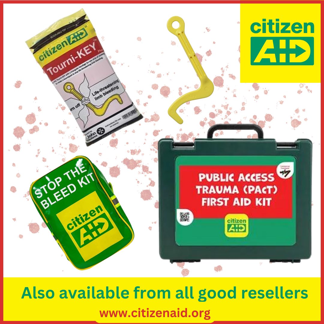 citizenAID has designed several unique life-saving items, such as our Tourni-KEY tourniquet. We also collaborated with other national charities &amp; government bodies to create the PAcT First Aid &amp; Trauma Kit. Check out our website citizenaid.org
- TRADE ENQUIRIES WELCOME