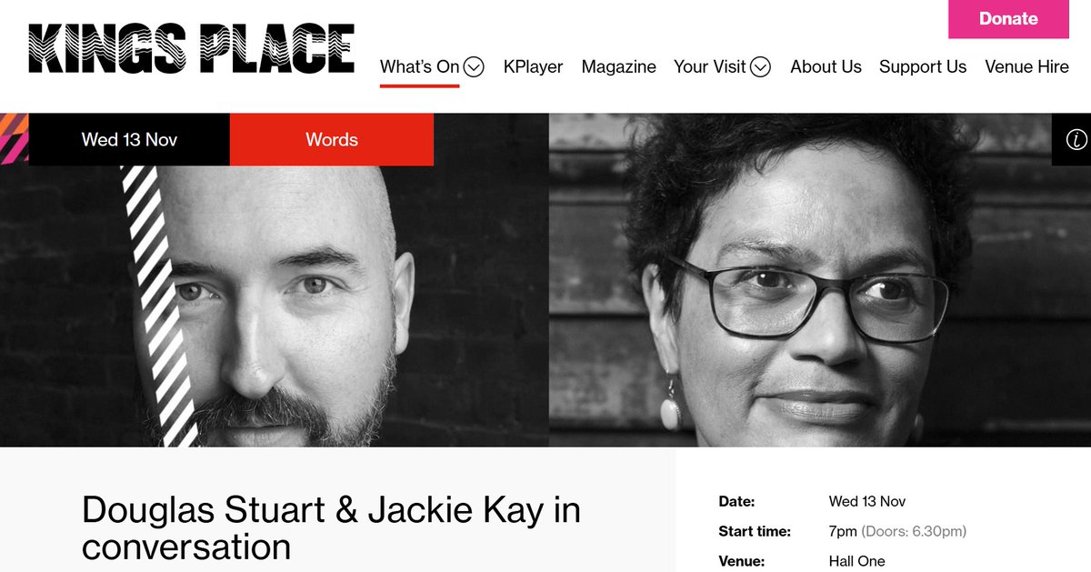 Camilla Elworthy (@camillaelworthy) on Twitter photo Weds 13 Nov <a href="/KingsPlace/">Kings Place</a>, two contemporary greats: <a href="/Doug_D_Stuart/">Douglas Stuart</a> in conv with <a href="/JackieKayPoet/">Jackie Kay</a>. As part of Jackie's 'Scotland Unwrapped' series, she'll be talking to Douglas about his incredible novels Shuggie Bain & Young Mungo. A rare opp not to be missed😍kingsplace.co.uk/whats-on/words… Weds 13 Nov <a href="/KingsPlace/">Kings Place</a>, two contemporary greats: <a href="/Doug_D_Stuart/">Douglas Stuart</a> in conv with <a href="/JackieKayPoet/">Jackie Kay</a>. As part of Jackie's 'Scotland Unwrapped' series, she'll be talking to Douglas about his incredible novels Shuggie Bain & Young Mungo. A rare opp not to be missed😍kingsplace.co.uk/whats-on/words…