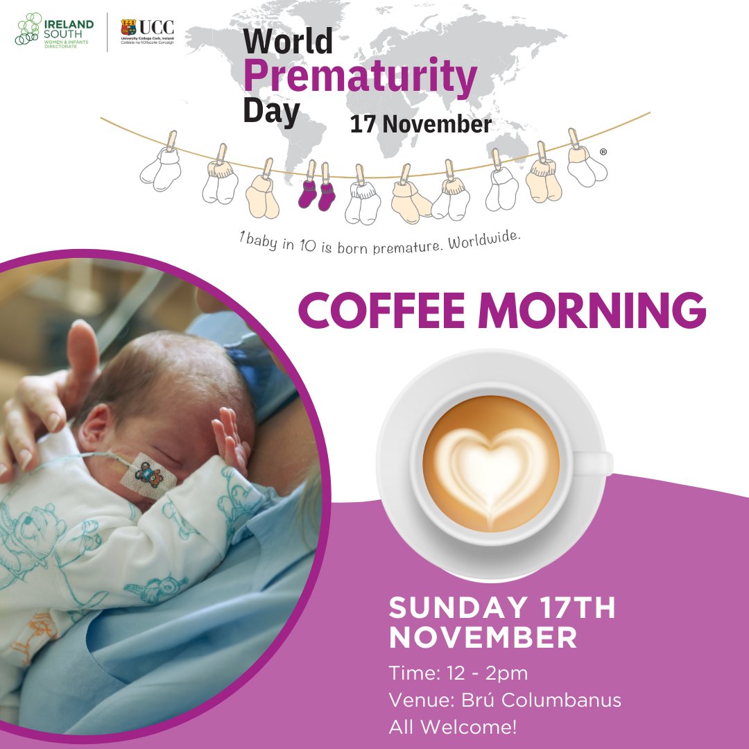 Ireland South Women & Infants Directorate (@irelandsouthwid) on Twitter photo We are thrilled to invite you to a coffee morning at <a href="/brucolumbanus/">Bru Columbanus</a> on Sun Nov the 17th as we come together to celebrate #WorldPrematurityDay. This is a fantastic opportunity to connect with parents and families, both past and present. We are looking forward to seeing you there We are thrilled to invite you to a coffee morning at <a href="/brucolumbanus/">Bru Columbanus</a> on Sun Nov the 17th as we come together to celebrate #WorldPrematurityDay. This is a fantastic opportunity to connect with parents and families, both past and present. We are looking forward to seeing you there