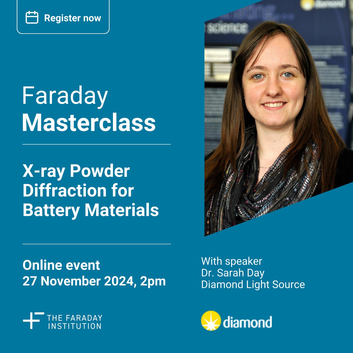 Faraday Institution (@faradayinst) on Twitter photo Register for a 3rd in the series of Faraday Masterclasses 2024 focusing on utilising facilities at @STFC for #BatteryResearch!
Dr Sarah Day will focus on X-ray powder diffraction for #BatteryMaterials at <a href="/DiamondLightSou/">Diamond Light Source</a>
Sign up ➡️ lnkd.in/e3tMDmbw Register for a 3rd in the series of Faraday Masterclasses 2024 focusing on utilising facilities at @STFC for #BatteryResearch!
Dr Sarah Day will focus on X-ray powder diffraction for #BatteryMaterials at <a href="/DiamondLightSou/">Diamond Light Source</a>
Sign up ➡️ lnkd.in/e3tMDmbw