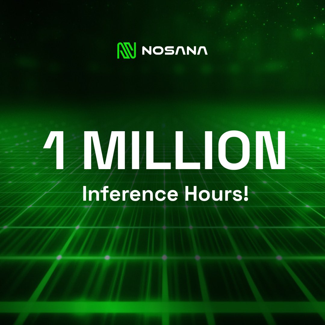 Milestone unlocked! 

Our network ran 1 million hours of AI Inference 🔥

Check out Nosana’s Explorer: dashboard.nosana.com