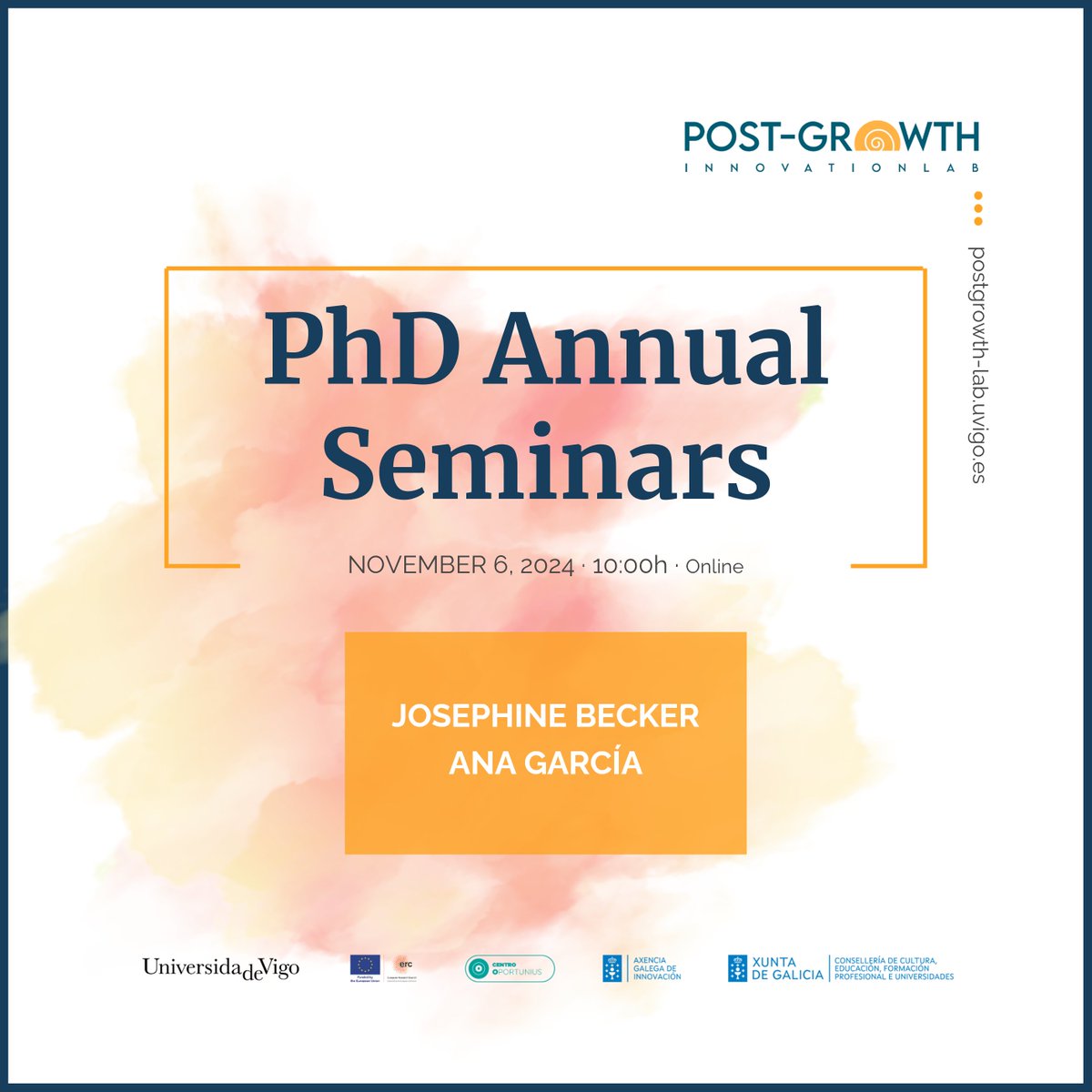 🔜 This Wednesday, 6️⃣ November <a href="/josephinebeckr/">jo becker</a> and Ana García Quintana will present their work in the 2nd of our Annual PhD Seminars. Online attendance available👇 👇👇
postgrowth-lab.uvigo.es/agenda/2024-11…
#postgrowth #degrowth #socialmovement #Communication  #decarbonisation #Sustainability