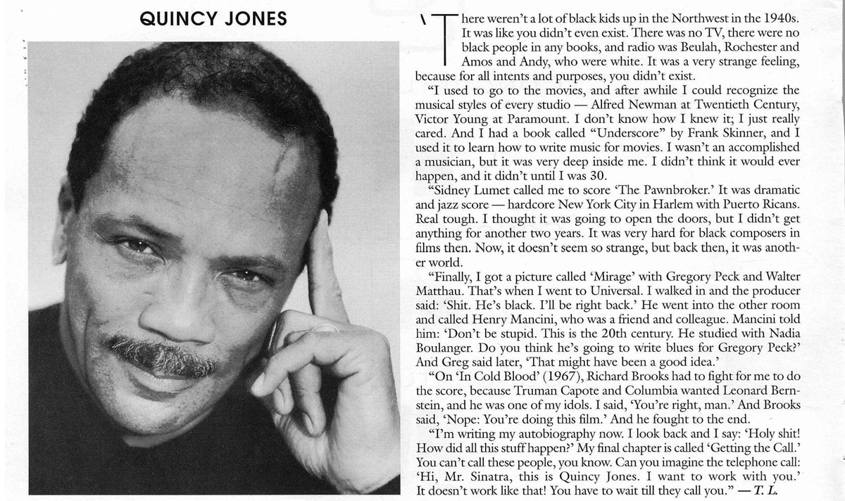 When I interviewed <a href="/QuincyDJones/">Quincy Jones</a> as part of my first show biz trade assignment for <a href="/THR/">The Hollywood Reporter</a> eons ago, he called me "a real 360 dude." It took me a week to figure out this meant "well-rounded." It may be a compliment he handed out like candy at Halloween, but I will nonetheless carry