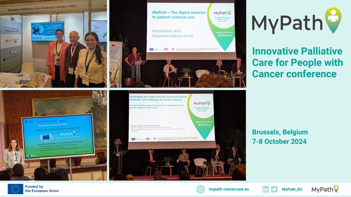 📢 <a href="/MyPath/">mypath</a> represented at the the "Innovative Palliative Care for People with Cancer" conference on 7-8 October, focusing on integrating palliative care throughout the cancer journey and overcoming challenges to equitable access. Read more: mypath-cancercare.eu/2024/11/04/myp…