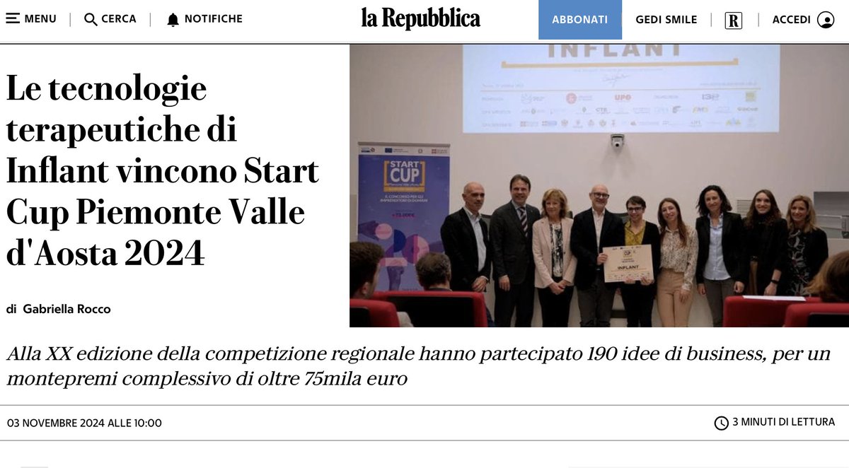 PNICube's tweet image. 🏆 Start Cup Piemonte Valle d'Aosta 2024: Vince Inflant con tecnologie terapeutiche innovative. Seguono Colemus(carne da cellule staminali) e MediaMiner (sicurezza dati). Premi anche per Deplotic, Point Zero e Therness. 🚀 #Innovazione #StartCup #LifeSciences #ricerca