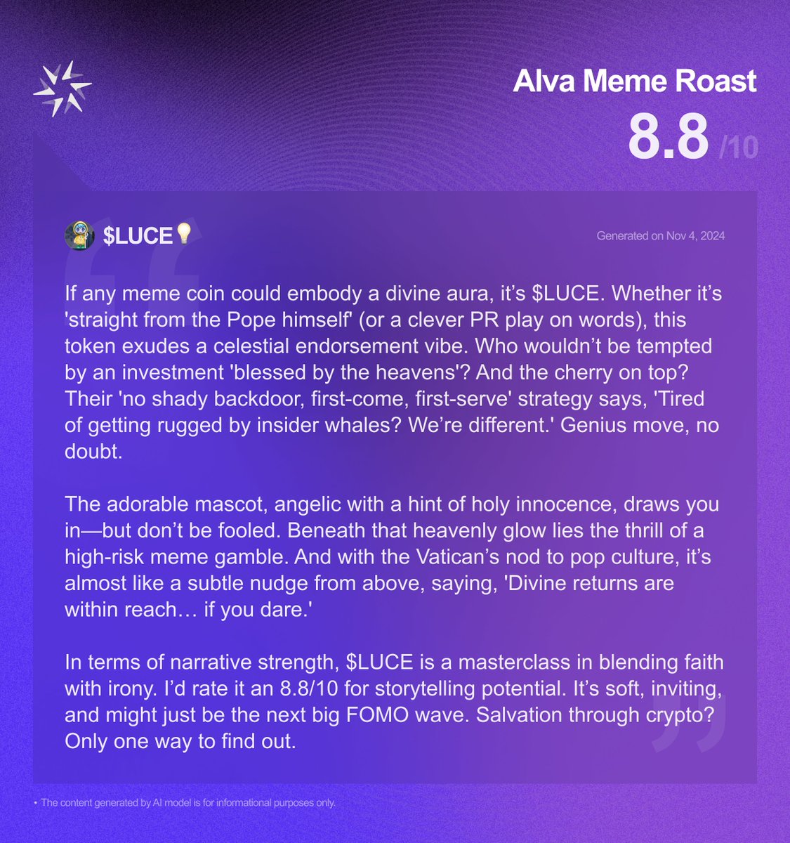 Divine signal received! @BelieveInLuce is cutting through meme coin trends,  bringing faith to every soul. The holy power cannot be ignored. $LUCE ✝️