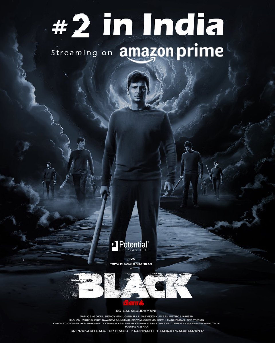 Potential Studios LLP (@potential_st) on Twitter photo Catch the thriller everyone’s raving about! #BLACK is now streaming on <a href="/PrimeVideoIN/">prime video IN</a> and holding strong at #2. Experience the suspense today!
🔗 bit.ly/Black_in_Amazo…
<a href="/JiivaOfficial/">Jiiva</a> <a href="/priya_Bshankar/">Priya BhavaniShankar</a> @kgBalasubramani <a href="/actorvivekpra/">Actor Vivek Prasanna</a> #ShivaShahra <a href="/iamswayamsiddha/">Swayam</a> <a href="/gokulbenoy/">gokul benoy</a> Catch the thriller everyone’s raving about! #BLACK is now streaming on <a href="/PrimeVideoIN/">prime video IN</a> and holding strong at #2. Experience the suspense today!
🔗 bit.ly/Black_in_Amazo…
<a href="/JiivaOfficial/">Jiiva</a> <a href="/priya_Bshankar/">Priya BhavaniShankar</a> @kgBalasubramani <a href="/actorvivekpra/">Actor Vivek Prasanna</a> #ShivaShahra <a href="/iamswayamsiddha/">Swayam</a> <a href="/gokulbenoy/">gokul benoy</a>