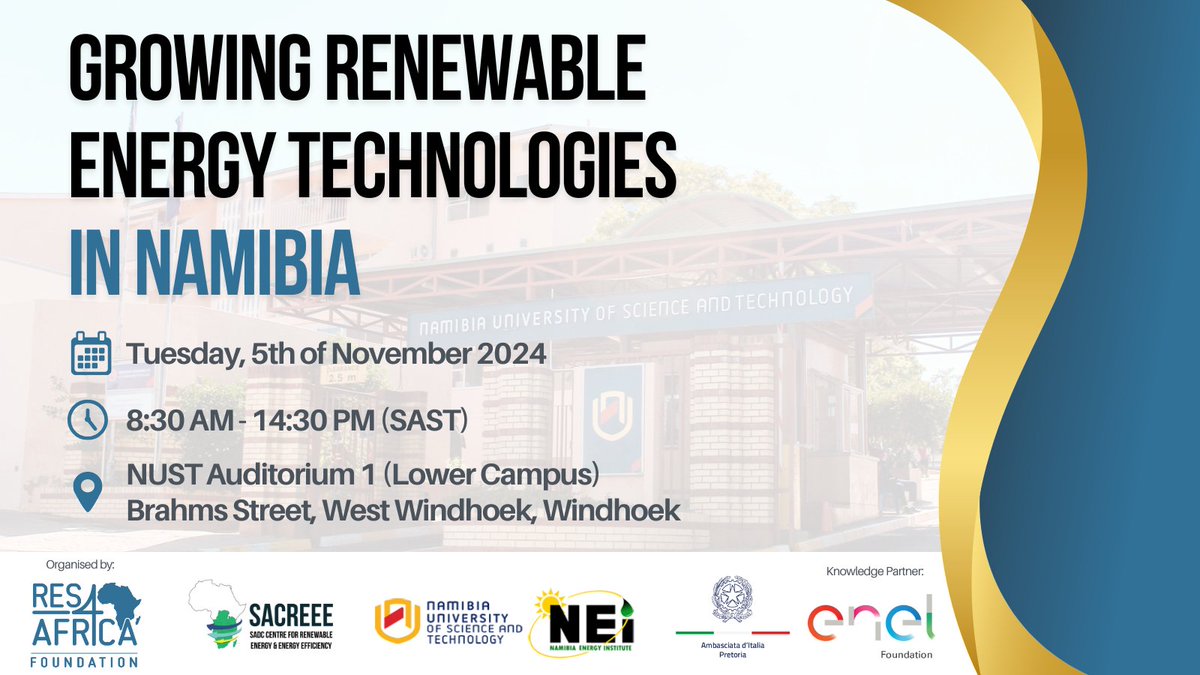 ItalyinSouthAfrica (@italyin_sa) on Twitter photo Tomorrow the first event of <a href="/RES4Africa/">RES4Africa Foundation</a> Foundation in Namibia, with the Ambassador of Italy Alberto Vecchi.
Register at forms.office.com/pages/response… Tomorrow the first event of <a href="/RES4Africa/">RES4Africa Foundation</a> Foundation in Namibia, with the Ambassador of Italy Alberto Vecchi.
Register at forms.office.com/pages/response…