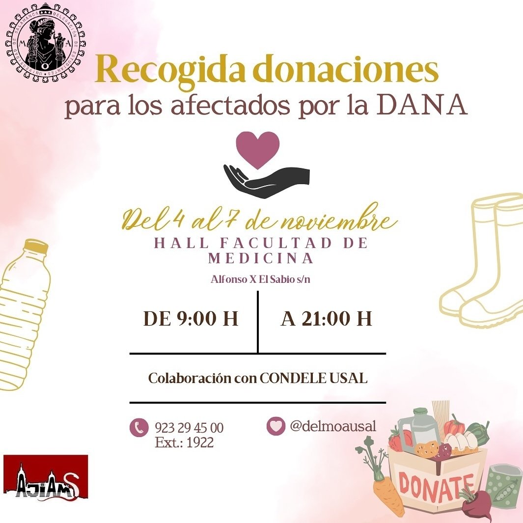 Os recordamos que aún se pueden  donar alimentos y otros víveres en el Hall de la Fscultad de Medicina 
🫶🏻✨️