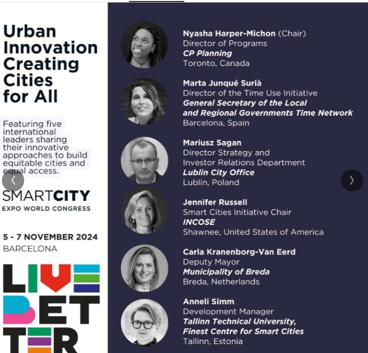 TimeUseInit's tweet photo. ▶️See you tomorrow at the @SmartCityexpo where @TimeUseInit director @MartaJunque will be sharing how #time is a key factor for #urbaninnovation solutions 
🗓️5 November, 11.45 h
🏢Fira Barcelona Gran Via, Barcelona, Spain 
#SCEWC24 #timepolicies #righttotime https://t.co/QSQqfSqE3l
